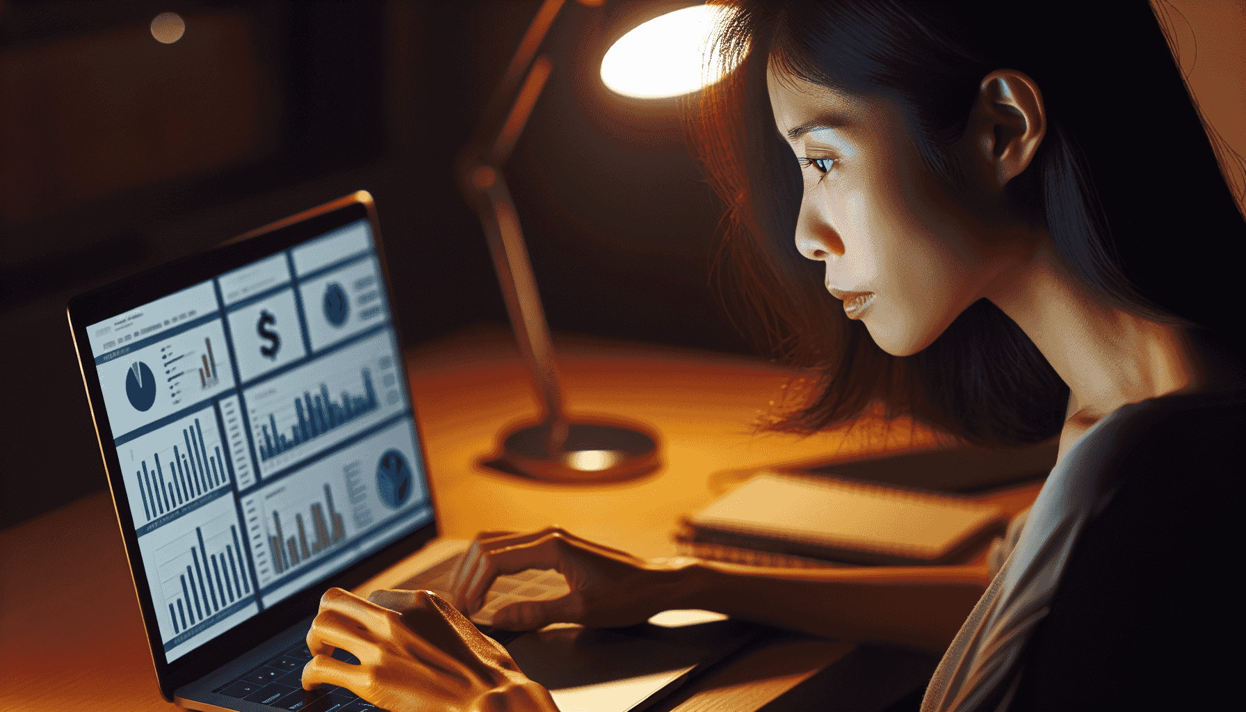 Persona usando un portátil para un curso financiero