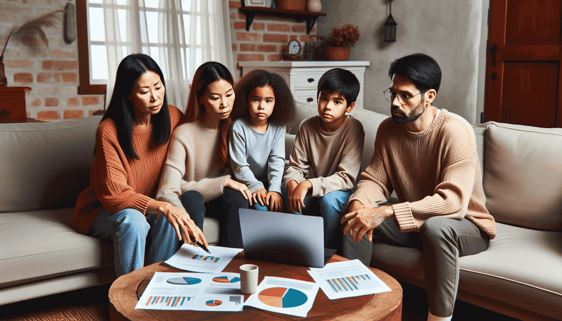 Familia discutiendo planes financieros