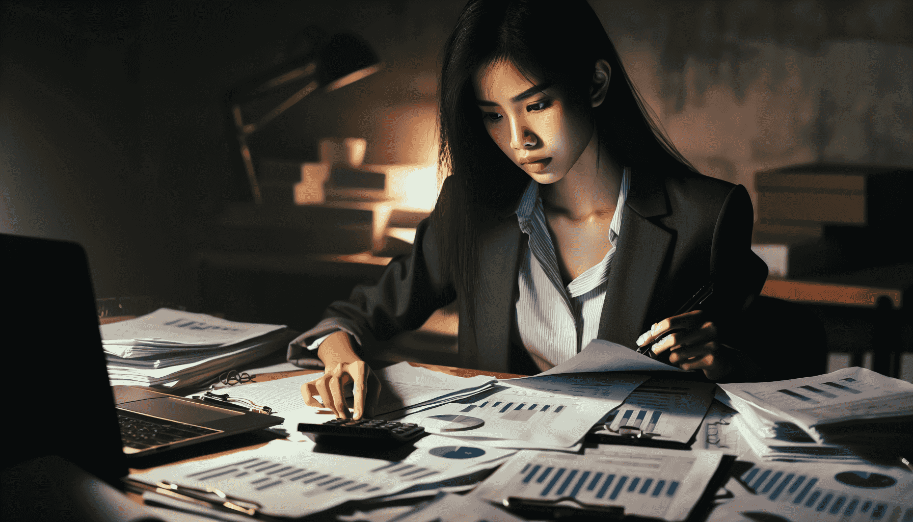 Profesional revisando documentos financieros