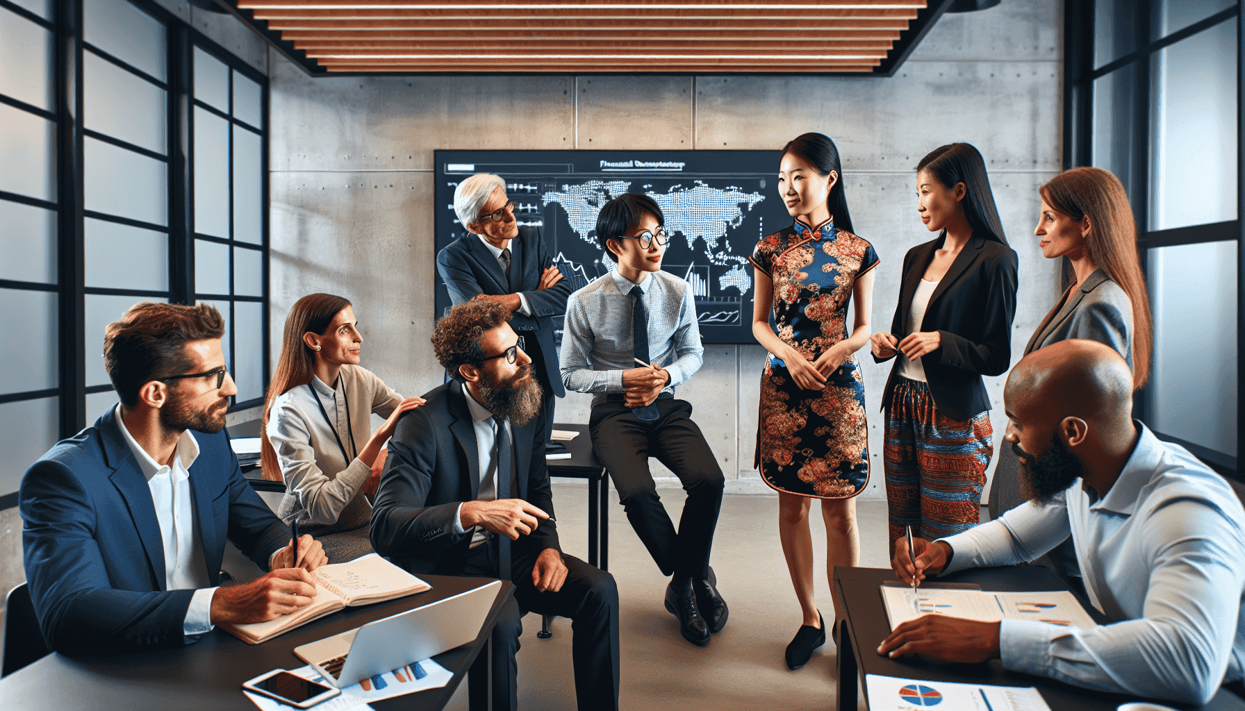 Grupo diverso en un taller financiero